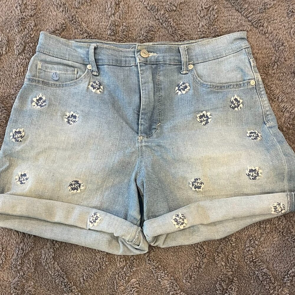 Floral denim shorts